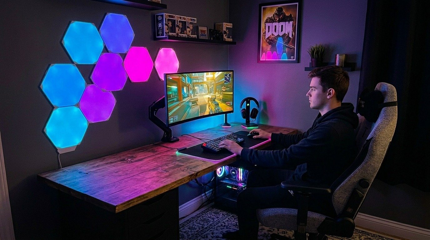 أفكار لتجهيز ركن ألعاب Gaming Setup بإمكانيات بسيطة ومضيئة