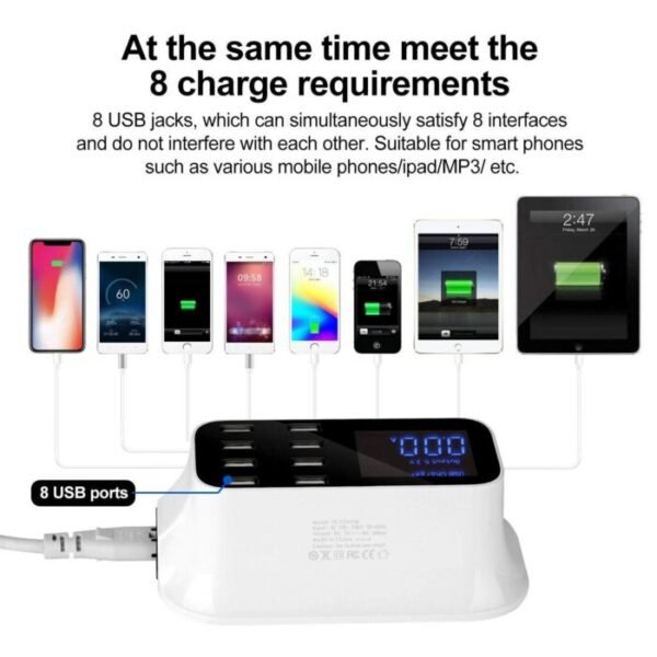 crony yc cda19 8 port usb charger adapter desktop wall charger smart led display 279562 700x700