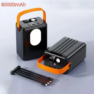 باور بانك كين فال بسعة 80000mAh مع شاشة رقمية وكابلات مدمجة