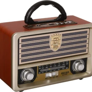 راديو كلاسيك بلوتوث محمول M-113BT بتصميم قديم راديو كلاسيكي يدعم AM FM SW مع USB وSD راديو بلوتوث محمول بصوت واضح وبطارية قابلة للشحن راديو ديكور كلاسيك مع ريموت كنترول