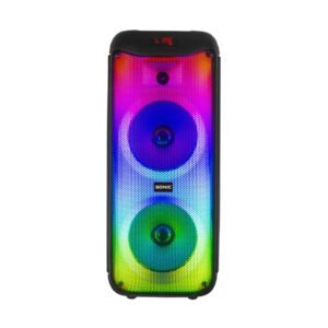 سماعة iSONIC سوداء كبيرة مع إضاءة RGB ملونة وشاشة LED رقمية