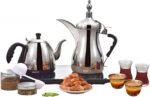 طقم ماكينة صنع القهوة العربية والشاي 2 في 1 من ماركة SAGA (موديل SG-ACM27)، وهي مجموعة متكاملة مصممة لتحضير القهوة العربية الأصيلة والشاي التقليدي في وقت واحد وبسرعة عالية
