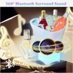 دلو الثلج المضيء مع سماعة بلوتوث (LED Speaker Ice Bucket)، وهي أداة مبتكرة مصممة لتبريد المشروبات مع توفير إضاءة ونظام صوتي لاسلكي لتعزيز أجواء