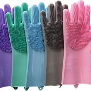 قفازات السيليكون السحرية (Magic Silicone Gloves)، وهي أداة مبتكرة تجمع بين القفازات الواقية وفرشاة التنظيف في قطعة واحدة لسهولة وسرعة العمل المنزلي [1.2].