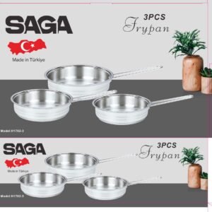 طقم مقالي ساجا (SAGA) التركية المكون من 3 قطع من الستانلس ستيل اللامع بقاعدة حرارية سميكة بذكاء وبامتياز.