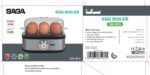 غلاية بيض كهربائية صغيرة من ساجا موديل SM-8116 بلون أبيض وتصميم شفاف يتسع لـ 6 بيضات بذكاء وبامتياز.