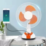 مروحة طوارئ بيضاء Weidasi WD-247 بحجم 12 بوصة مع لوح شمسي منفصل وإضاءة LED مدمجة في القاعدة بذكاء وبامتياز.
