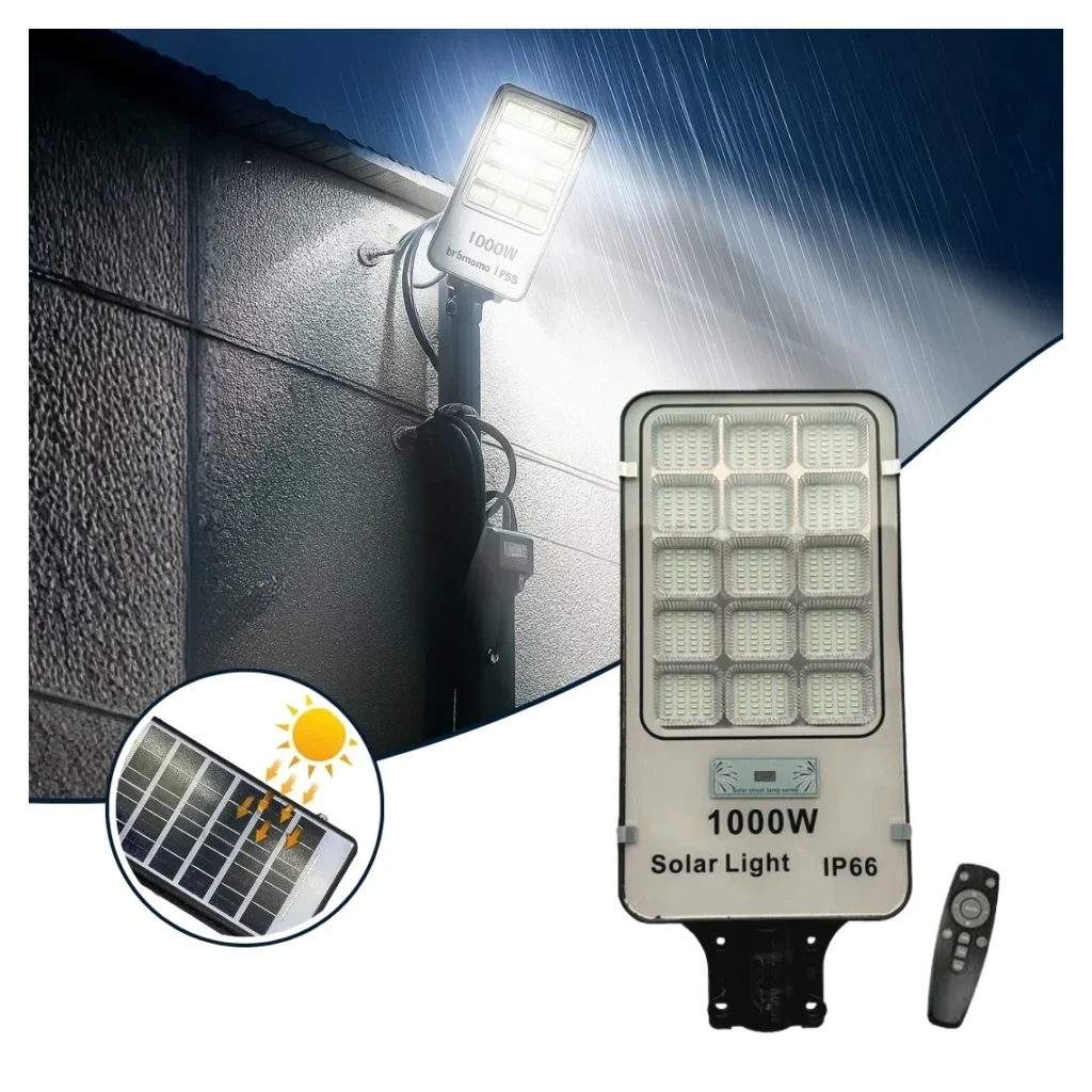 كشاف إضاءة خارجي شمسي 1000 واط LED – مع ريموت كنترول وهيكل مقاوم للماء بذكاء وبامتياز