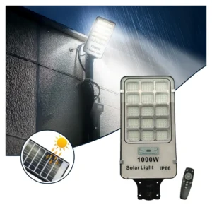 كشاف إضاءة خارجي شمسي 1000 واط LED – مع ريموت كنترول وهيكل مقاوم للماء بذكاء وبامتياز