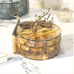 منظم إكسسوارات أكريليك بتصميم الغزالة – شجرة مجوهرات للأقراط والخواتم بذكاء وبامتياز