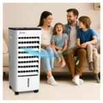 مبرد هواء سومو SM-140 أبيض بتصميم نحيف وعصري مزود بلوحة تحكم رقمية وشبكات توزيع هواء بذكاء وبامتياز.