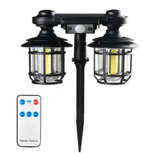 مصباح حائط شمسي مزدوج (Solar Dual Lamp) – إضاءة LED/COB مع مستشعر حركة وريموت بذكاء وبامتياز