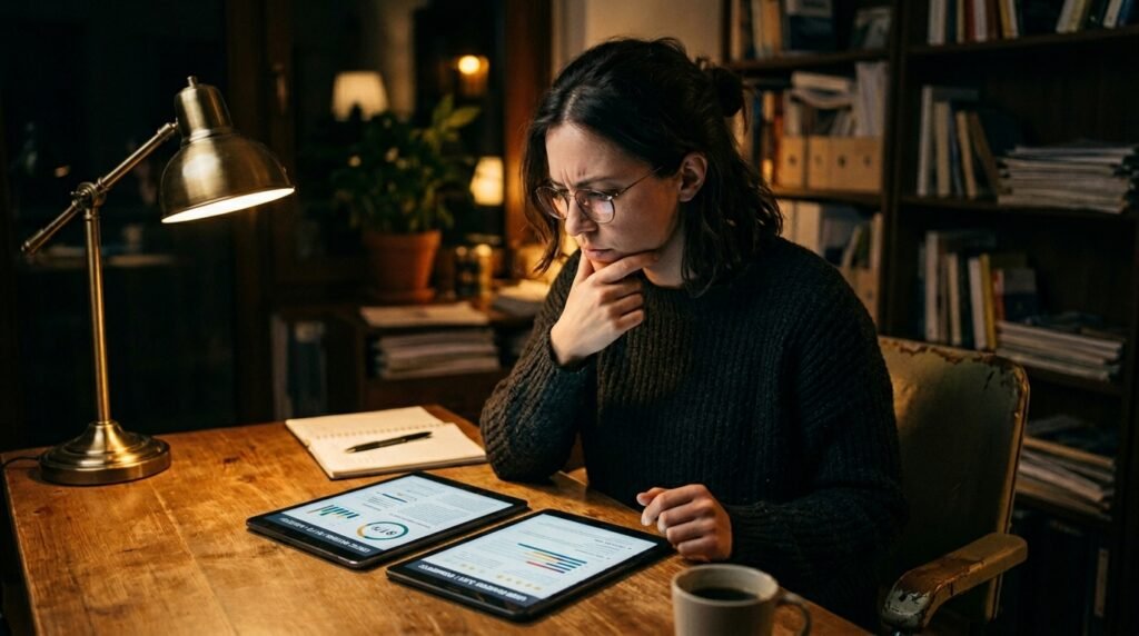 Man comparing tablet reviews 202605141850