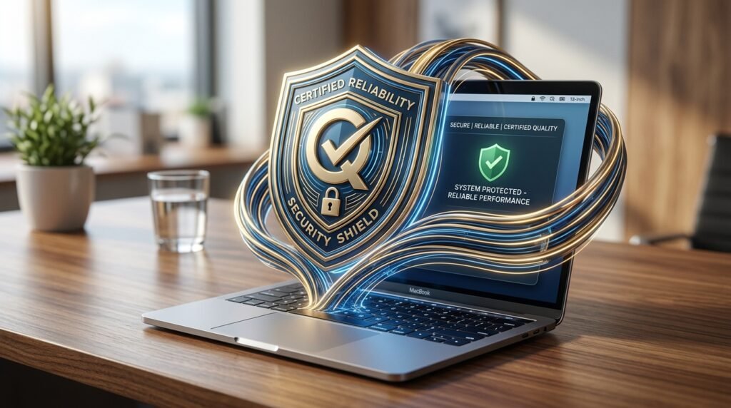 Shield icon with electronic product 202605041348
