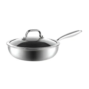 مقلاة OSFE Deep Fry Pan عميقة ستانلس ستيل ثلاثية الطبقات بغطاء زجاجي بذكاء وبامتياز