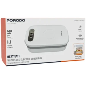 صندوق الغداء الكهربائي اللاسلكي Porodo Lifestyle Heatmate بسعة 1000 مل وبطارية 14000mAh بذكاء وبامتياز