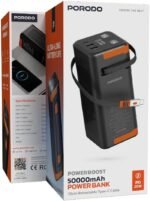 بنك طاقة بورودو باور بوست (Porodo Power Boost) بسعة 50000 مللي أمبير مع كابل قابل للسحب بذكاء وبامتياز